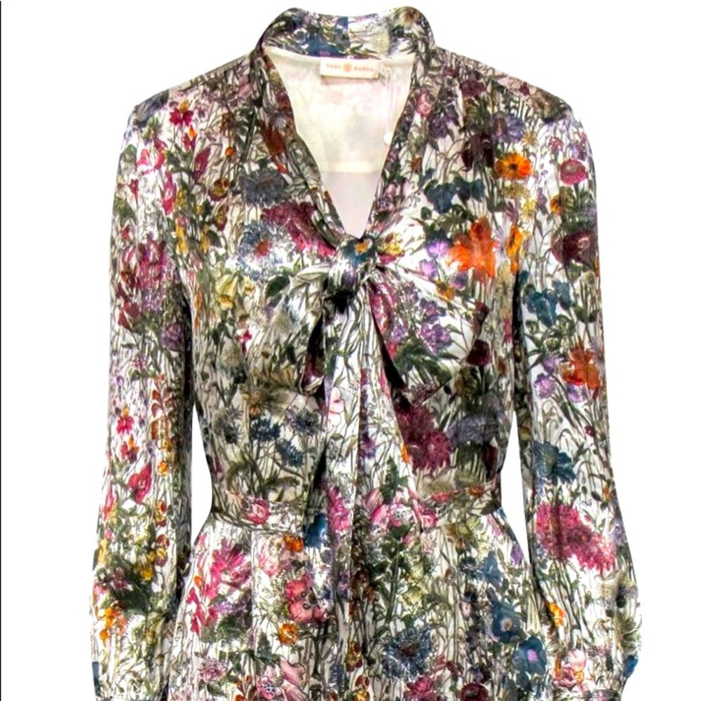 Tory Burch Metallic Floral Dress